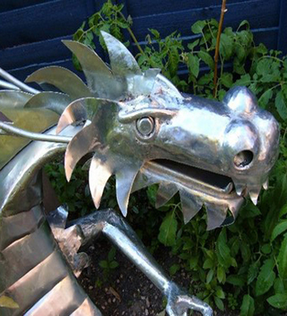 metal dragon sculpture